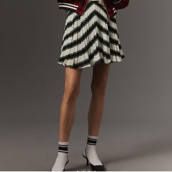 NWT! Anthropologie Maeve Pleated Skirt Size 10 Blue Motif - Picture 1 of 7